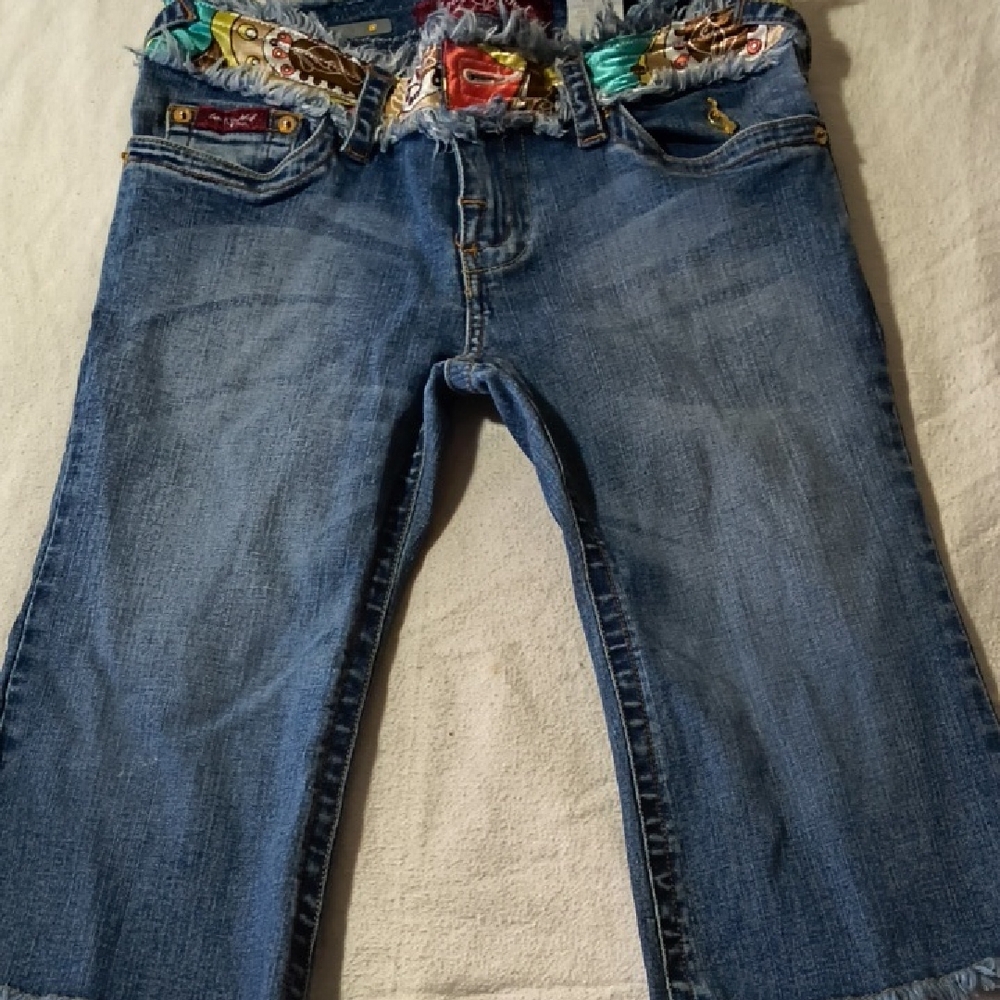 Baby Phat Colorful Waist Blue Cropped Jeans